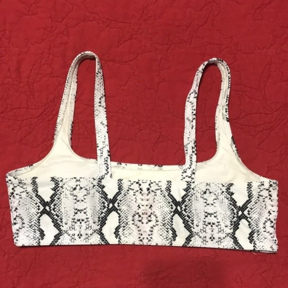 Reptile Design Shein Bra Style Bikini Crop Top White & Black Size Large - Picture 4 of 9